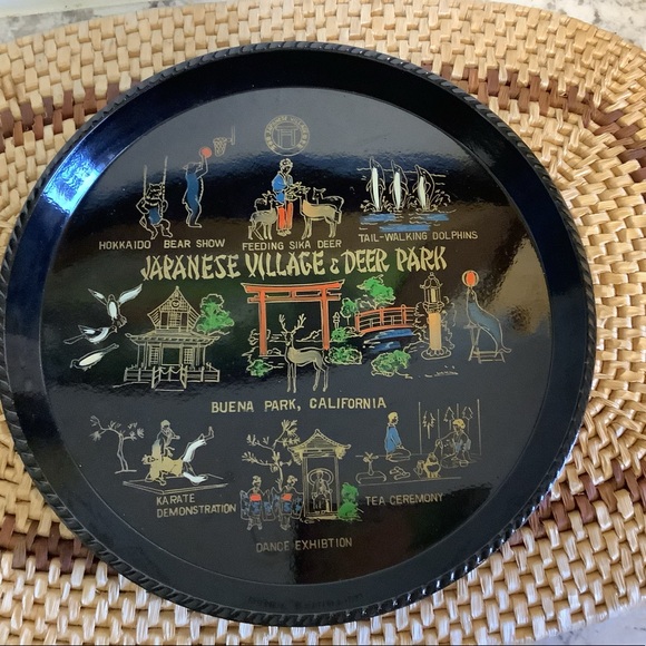 Vintage Japanese Village Deer Park Tin Souvenir Tray - Picture 2 of 6
